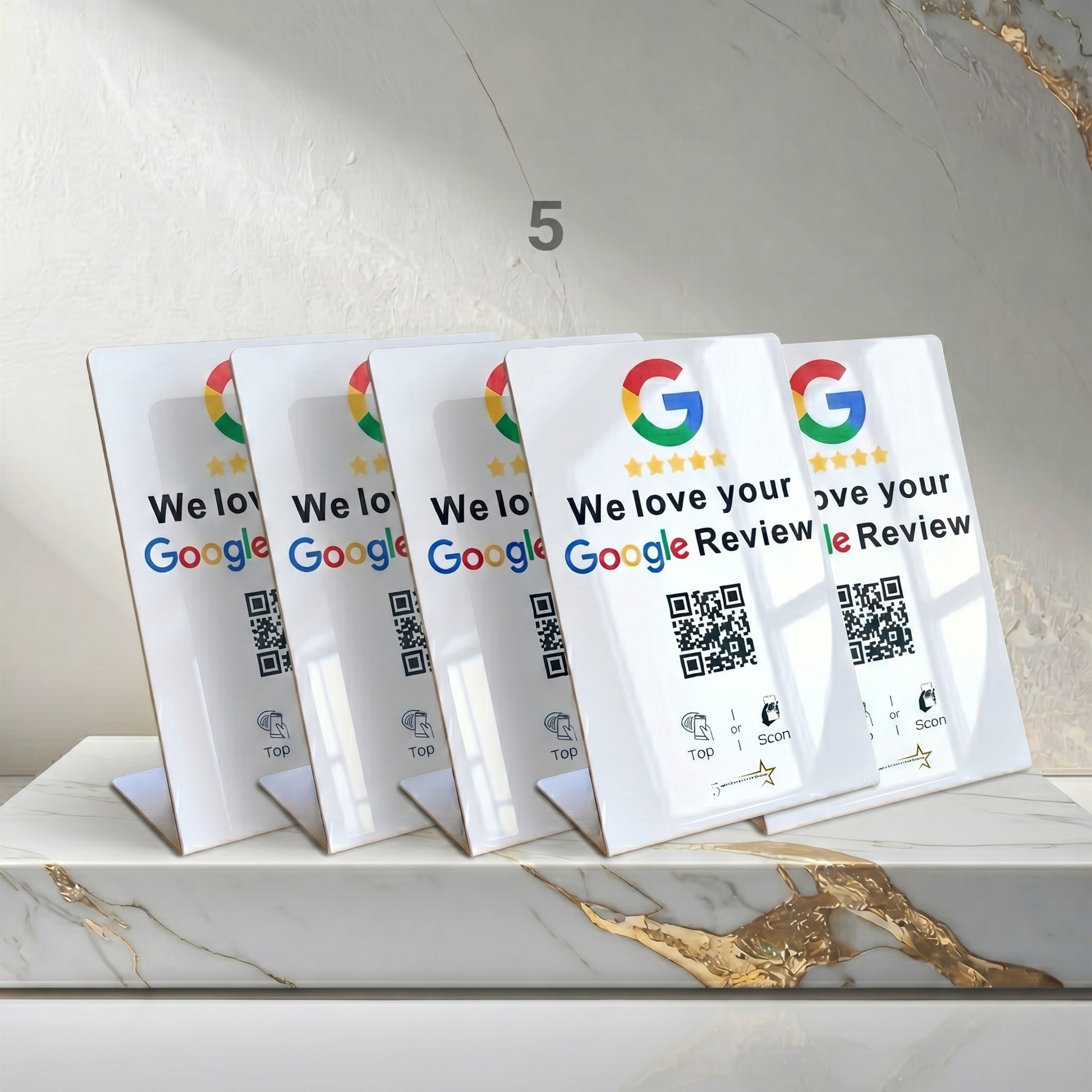 NFC Google review stand - 5 card bundle for increasing Google My Business ratings