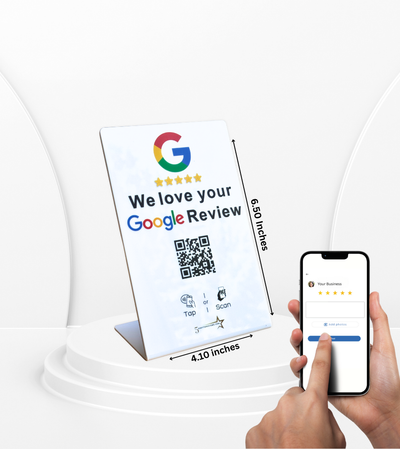 Large NFC Google review stand - Gold and white stand colors available