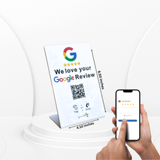 Large NFC Google review stand - Gold and white stand colors available