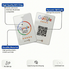 Pre-programmed NFC Google review card for instant 5-star customer reviews