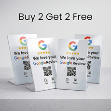 Buy 2 get 2 free offer - NFC Google review stands and cards promotion