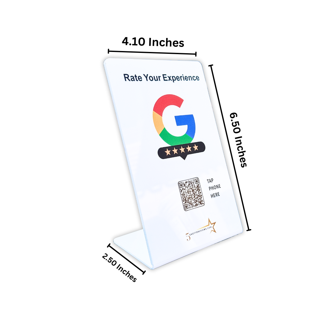 White Google Reviews NFC Stand