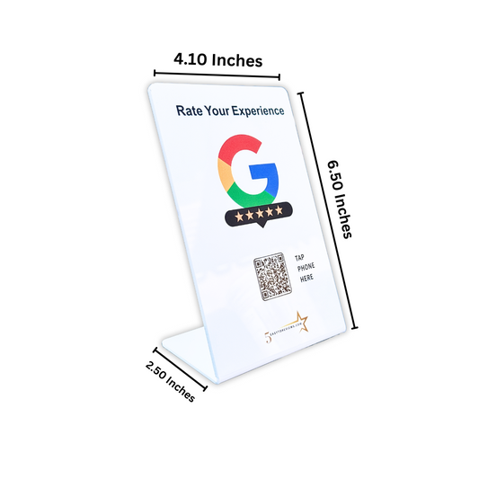 White Google Reviews NFC Stand