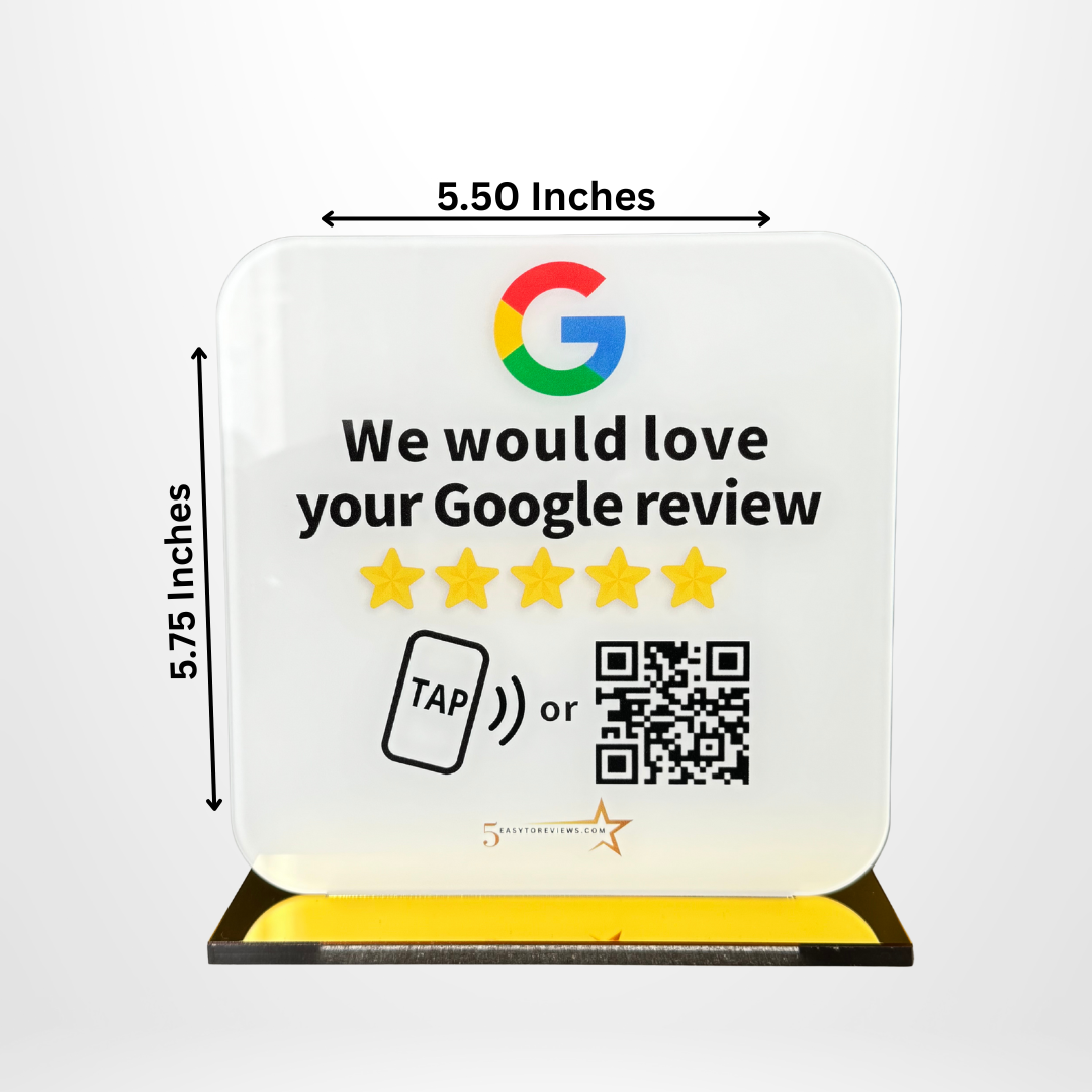 Stand dimensions - Medium and large NFC Google review stand sizes available
