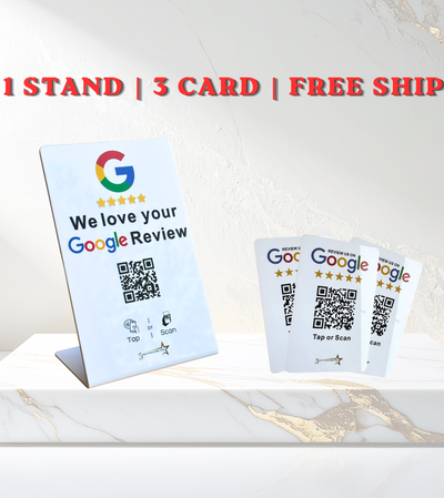 NFC Google review stand and cards - Complete business review collection system