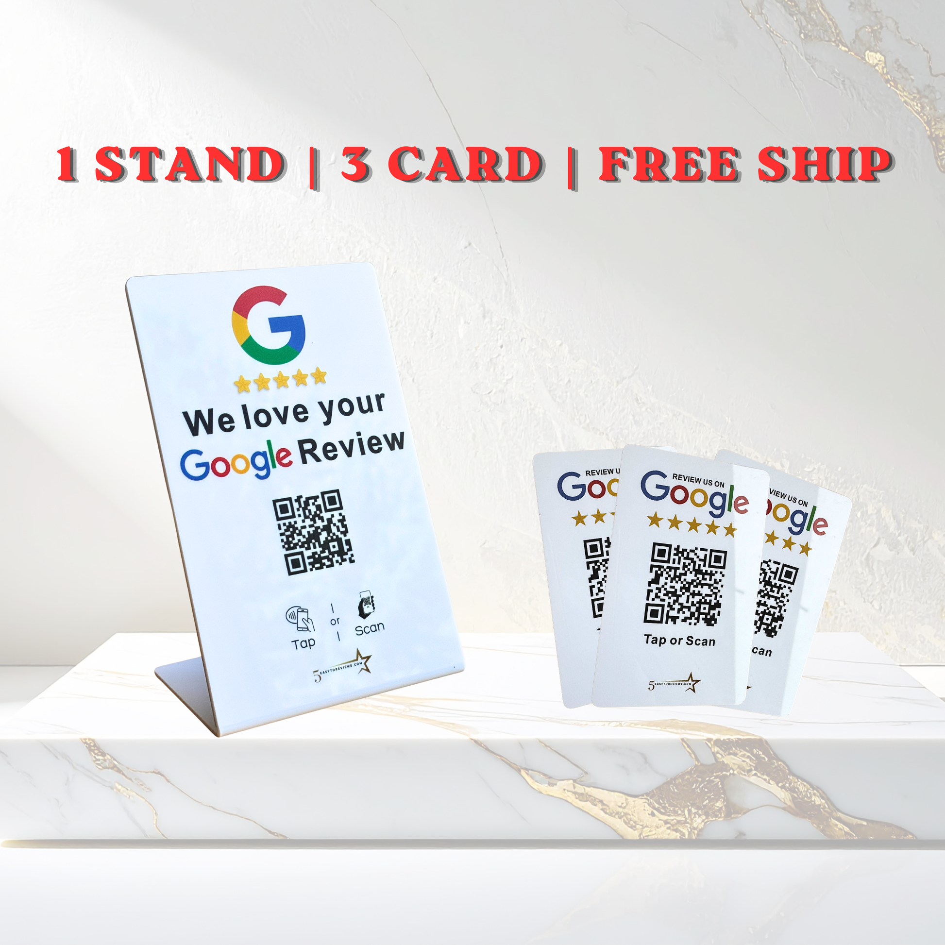 NFC Google review stand and cards - Complete business review collection system