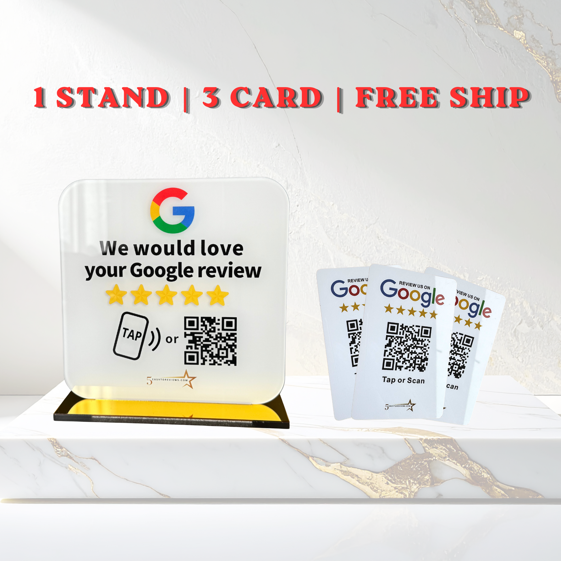 Review collection stand setup - Easy to use Google My Business review system