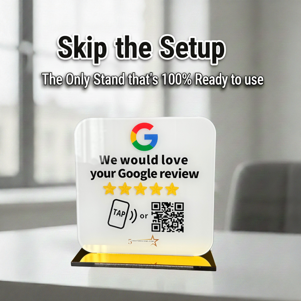 NFC Google review stand with 3 cards bundle for Google My Business reviews
